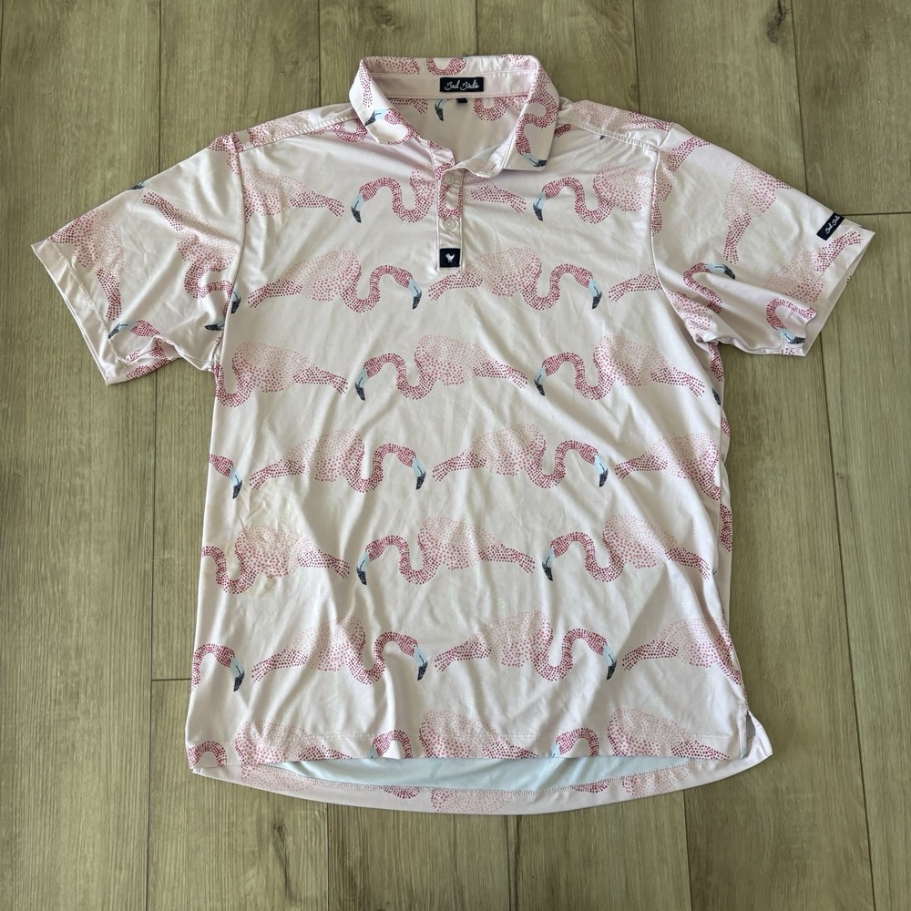 Bad Birdie Shirt Mens XL Pink Core Polo Pinky Promise Flamingo Print Golf
